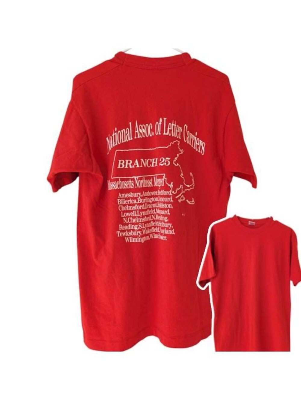 Vintage 90s NALC Union Letter Carriers Mens L Shirt Single Stitch Red USA 20x29